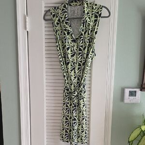 Lulu-B Black and Green Patterned Midi Dress